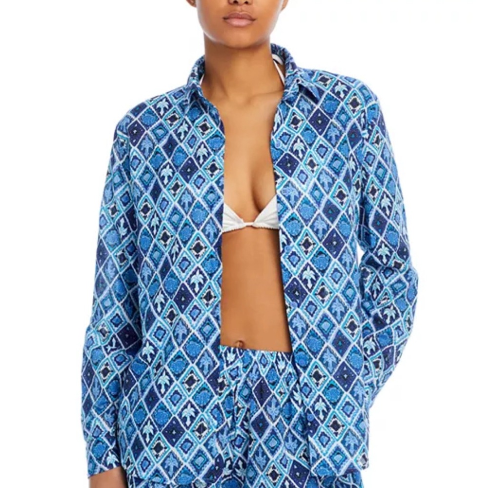 NWOT Peixoto Blue Diamond Pattern Nicole Shirt